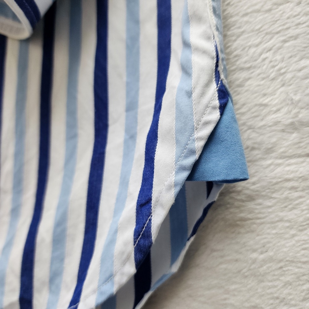 Tommy Hilfiger Button Up Shirt Mens XL Blue White Striped Trim Fit Formal Event - Picture 6 of 12